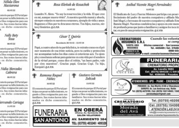 Fúnebres del Viernes 15 de Julio de 2022