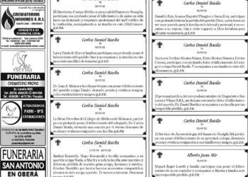 Fúnebres del domingo 24 de julio de 2022