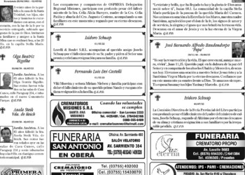 Fúnebres del día domingo 3 de julio de 2022