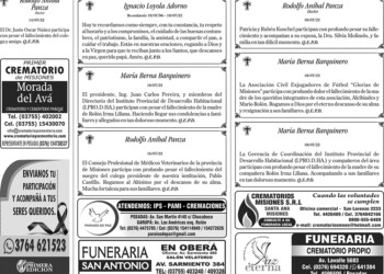 Fúnebres del Martes 19 de julio de 2022