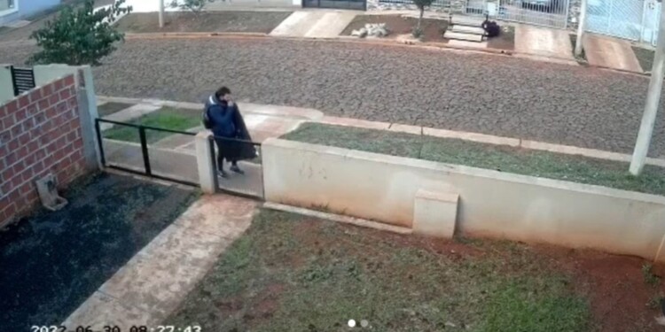 ACCIONAR. Minutos antes de las 8.30 del pasado jueves, uno de los autores se robó la TV y la llevó caminando.