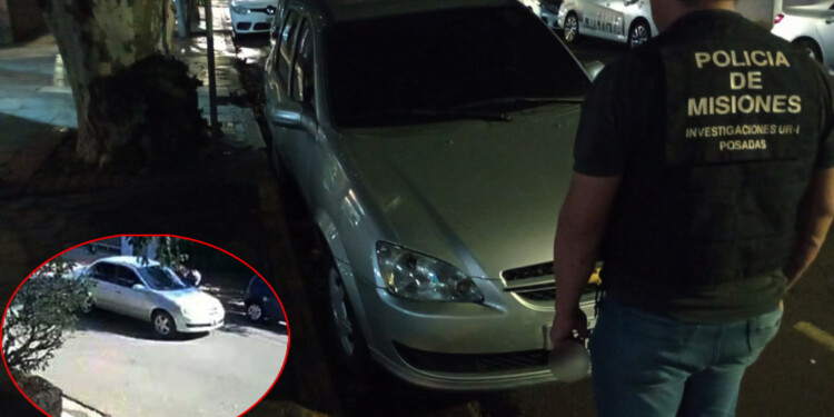 El automóvil en el que se movilizaban los delincuentes fue captado por las cámaras de seguridad de la zona.