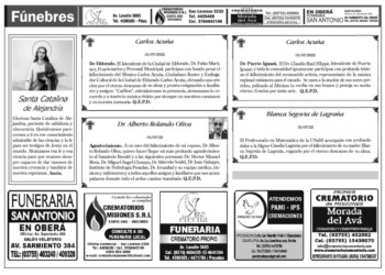 Fúnebres del lunes 1 de agosto de 2022