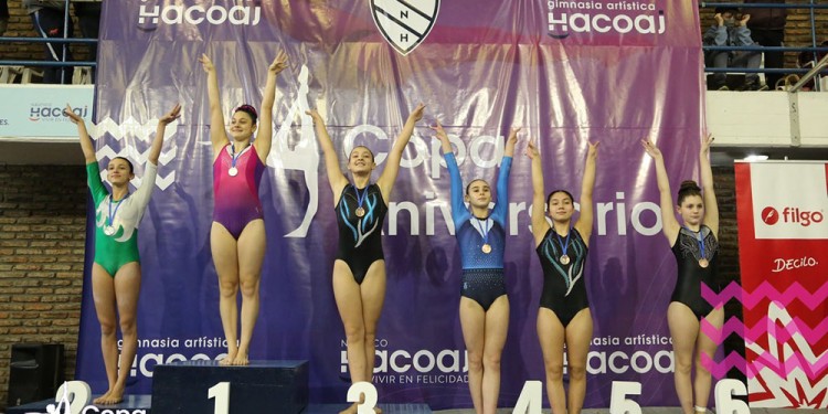 EN LO MÁS ALTO. Ana Belén Zamaczuk, del IMAGym se consagró campeona en la divisional C1, imponiéndose en las pruebas de salto, paralelas y suelo.