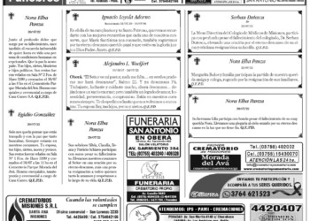 Fúnebres del domingo 31 de julio de 2022