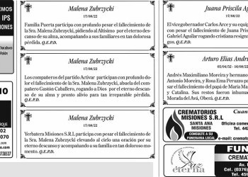 Fúnebres del Jueves 18 de Agosto de 2022