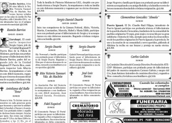 Fúnebres del Jueves 25 de Agosto de 2022