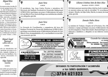 Fúnebres del miércoles 17 de agosto de 2022