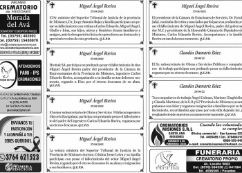 Fúnebres del Miércoles 31 de Agosto de 2022