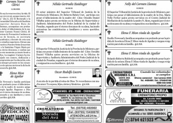 Fúnebres del Viernes 12 de Agosto de 2022