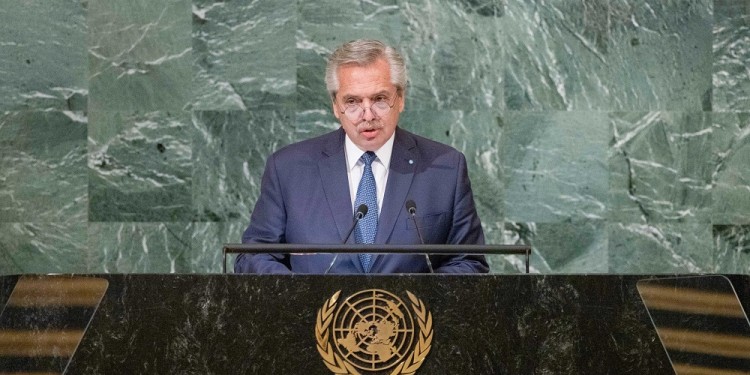 zzzznacp2NOTICIAS ARGENTINAS BAIRES, SEPTIEMBRE 20: El presidente Alberto Fernández durante su intervención en el 77º Período de sesiones de la Asamblea General de las Naciones Unidas Foto NA: PRESIDENCIAzzzz
