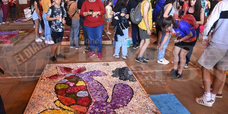 Candelaria vivió con emoción una nueva muestra de alfombras florales en el BOP 5