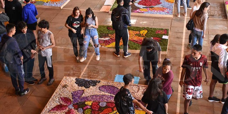 Candelaria vivió con emoción una nueva muestra de alfombras florales en el BOP 5