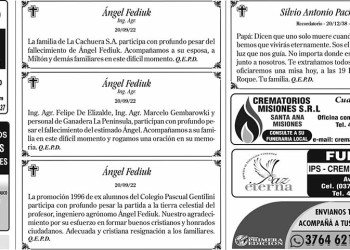 Fúnebres del Jueves 22 de Septiembre de 2022