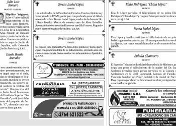 Fúnebres del Martes 13 de Septiembre de 2022