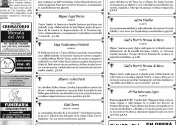 Fúnebres del Sábado 3 de Septiembre de 2022