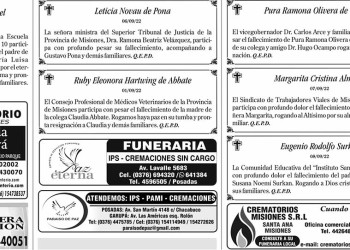 Fúnebres del Viernes 9 de Septiembre de 2022