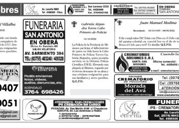 Fúnebres del lunes 3 de octubre de 2022