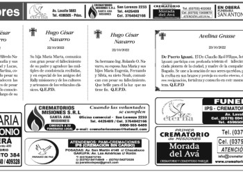 Fúnebres del lunes 24 de octubre de 2022