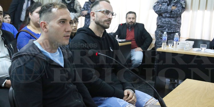 ACUSADOS. Dante Bergese y Cristian Braganza que enfrentan la acusación de “robo calificado por el uso de arma de fuego”, ayer ante el Tribunal.