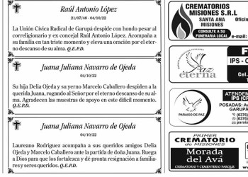 Fúnebres del Miércoles 5 de Octubre de 2022