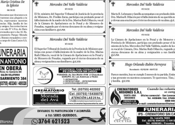 Fúnebres del Sábado 8 de Octubre de 2022