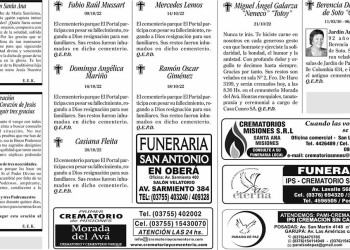 Fúnebres del Sábado 22 de Octubre de 2022