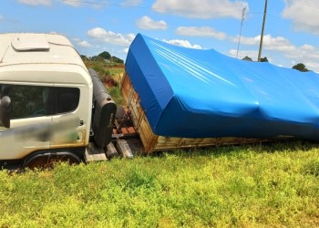 Camionero esquivó a una moto que iba en zig zag y cayó en una zanja