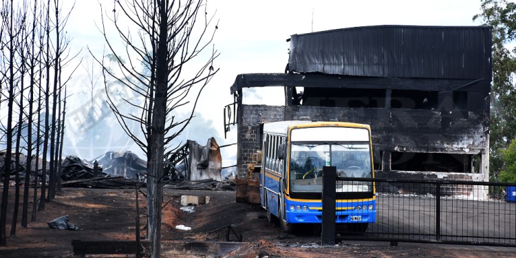 DAÑOS. El fuego se llevó todo lo que tenía a su paso, solamente pudieron salvar un colectivo, un tractor y un camión, el resto quedó reducido a cenizas.