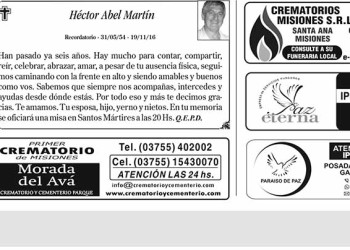 Fúnebres del Sábado 19 de Noviembre de 2022