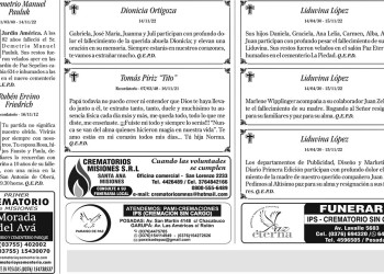 Fúnebres del Miércoles 16 de Noviembre de 2022