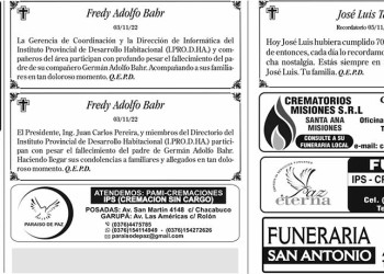Fúnebres del Sábado 5 de Noviembre de 2022