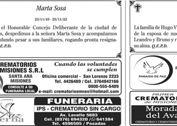 Fúnebres del sábado 26 de noviembre de 2022