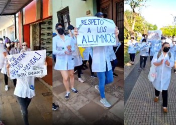 Alumnos de la Fundación Barceló  encabezaron ayer una sentada