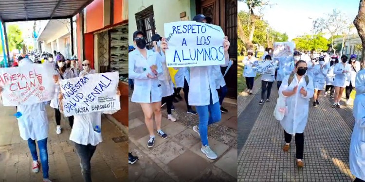 EN LAS CALLES. Los alumnos visibilizaron las situaciones que, aseguran, padecen desde hace muchos años.