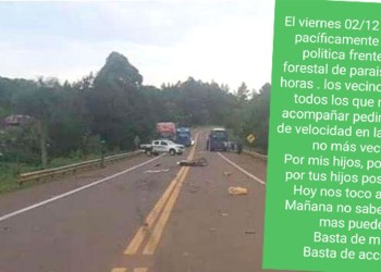 Los vecinos de Terciados Paraíso piden  reductores de velocidad para la ruta 14