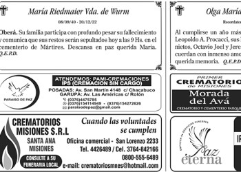 Fúnebres del miércoles 21 de diciembre de 2022