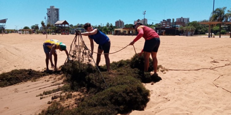 A FULL. Los trabajos se realizan con equipos especiales para retirar las algas que se acumulan cerca de la costa.( Gentileza I.V