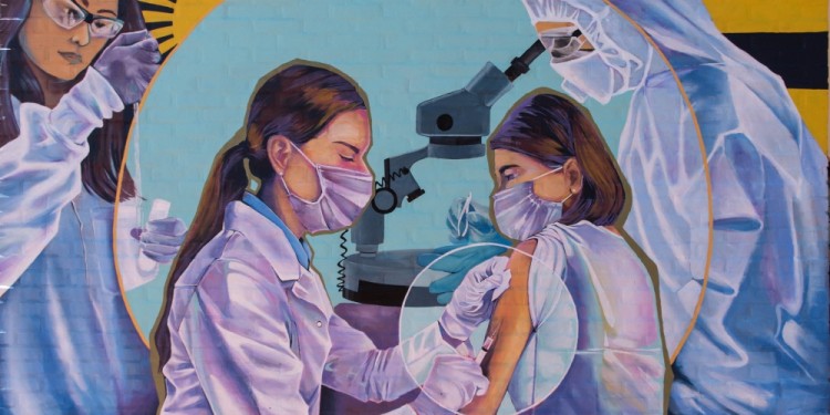 HOMENAJE A TRAVÉS DEL ARTE. Artistas de la Capital del Trabajo rindieron un homenaje a los trabajadores de la salud.