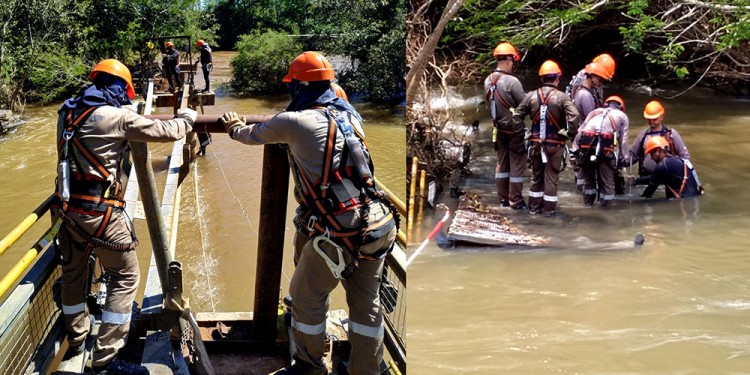 A PLENO. El equipo depende de la altura del río para avanzar con las tareas.