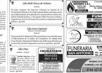 Fúnebres del Jueves 19 de Enero de 2023