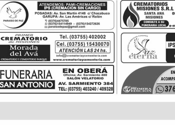 Fúnebres del Lunes 16 de Enero de 2023