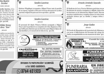 Fúnebres del Sabado 21 de Enero de 2023