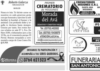 Fúnebres del Viernes 20 de Enero de 2023