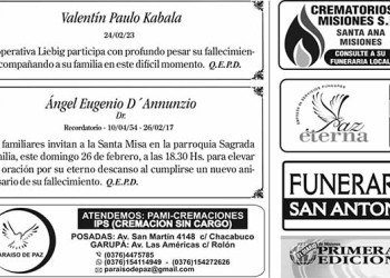 Fúnebres del Domingo 26 de Febrero de 2023