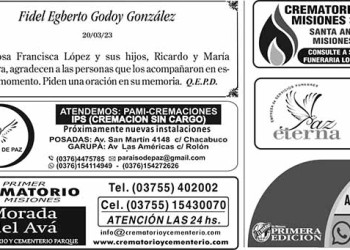 Fúnebres del Jueves 23 de Marzo de 2023