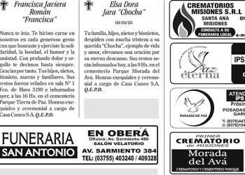 Fúnebres del Sábado 4 de Marzo de 2023