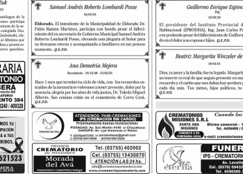 Fúnebres del Sábado 18 de Marzo de 2023