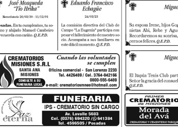 Fúnebres del domingo 26 de marzo de 2023