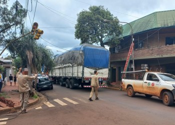Camión destrozó un semáforo y dejó sin luz a parte de Oberá